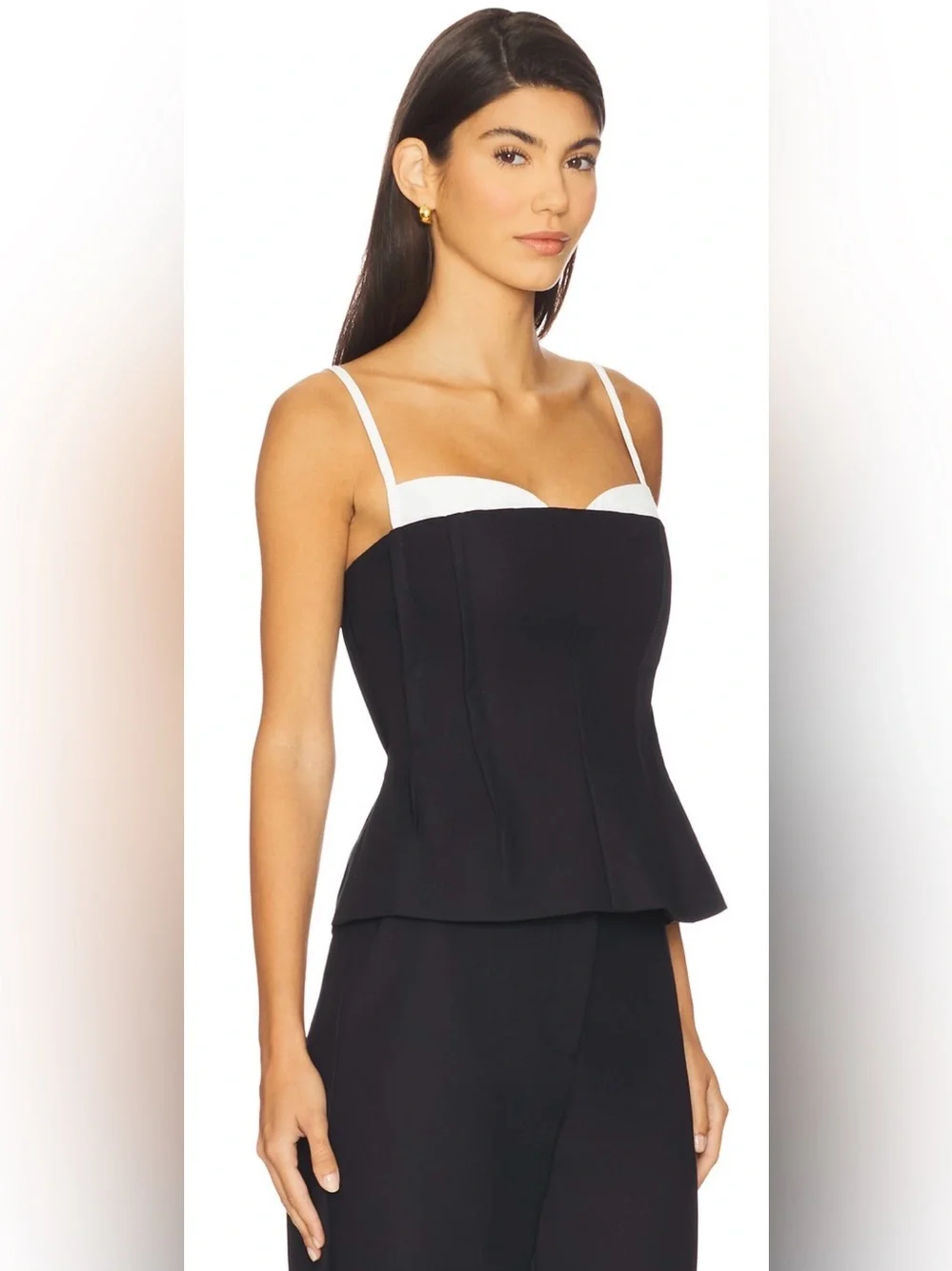 SIMKHAI Charlee Bustier Top in Black and White